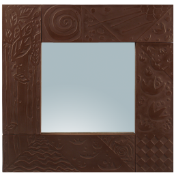 Spiegel, "Die 4 Elemente", Rotes Feinsteinzeug, Limitierte Meisterwerke, 46 x 46 cm