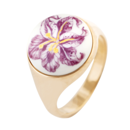 Siegelring rund, Lilie, 54 mm, 925 Silber rosé vergoldet