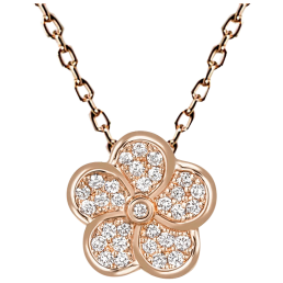 Collier Royal Blossom Pavé, 750 Roségold, 1 Pavé Blüte, 31 Brillanten ca. 0,14 ct, VSI TW, Länge 45cm, Öse bei 42cm