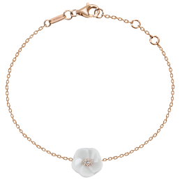 Bracelet Royal Blossom Basic, 750 rose gold, 1 porcelain blossom S with 1 brilliant 0,02 ct, TW, VSI, full cut good, length 19cm