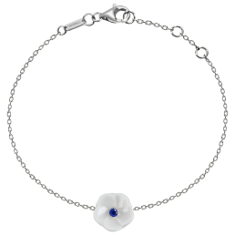 Bracelet Royal Blossom Basic Sapphire, 750 white gold, 1 porcelain blossom S with 1 Sapphire 0,07 ct blue faceted, length 19cm