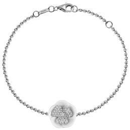 Bracelet Royal Blossom Pavé, 750 white gold, 1 blossom pavé, 1 porcelain blossom M, 49 brilliants 0,224 ct, TW, VSI, full cut goo