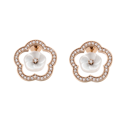 Ohrstecker Royal Blossom Frame, 750 Roségold, 2 Porzellanblüten S, 72 Brillanten zus. ca. 0,70 Carat TW, VSI, Vollschliff Gut