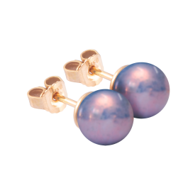 Ohrstecker Pearl Collection Lilac, 750 Roségold, 2 Porzellanperlen je 8mm