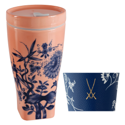 Coffee to go Becher mit Porzellandeckel und Manschette, Form "Nova", "The Original", rot, V 0,35 l